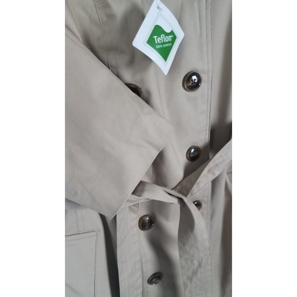 Jessica London Outerwear Sz. 14W Double Breasted Long Trench Coat in Khaki - Picture 7 of 12